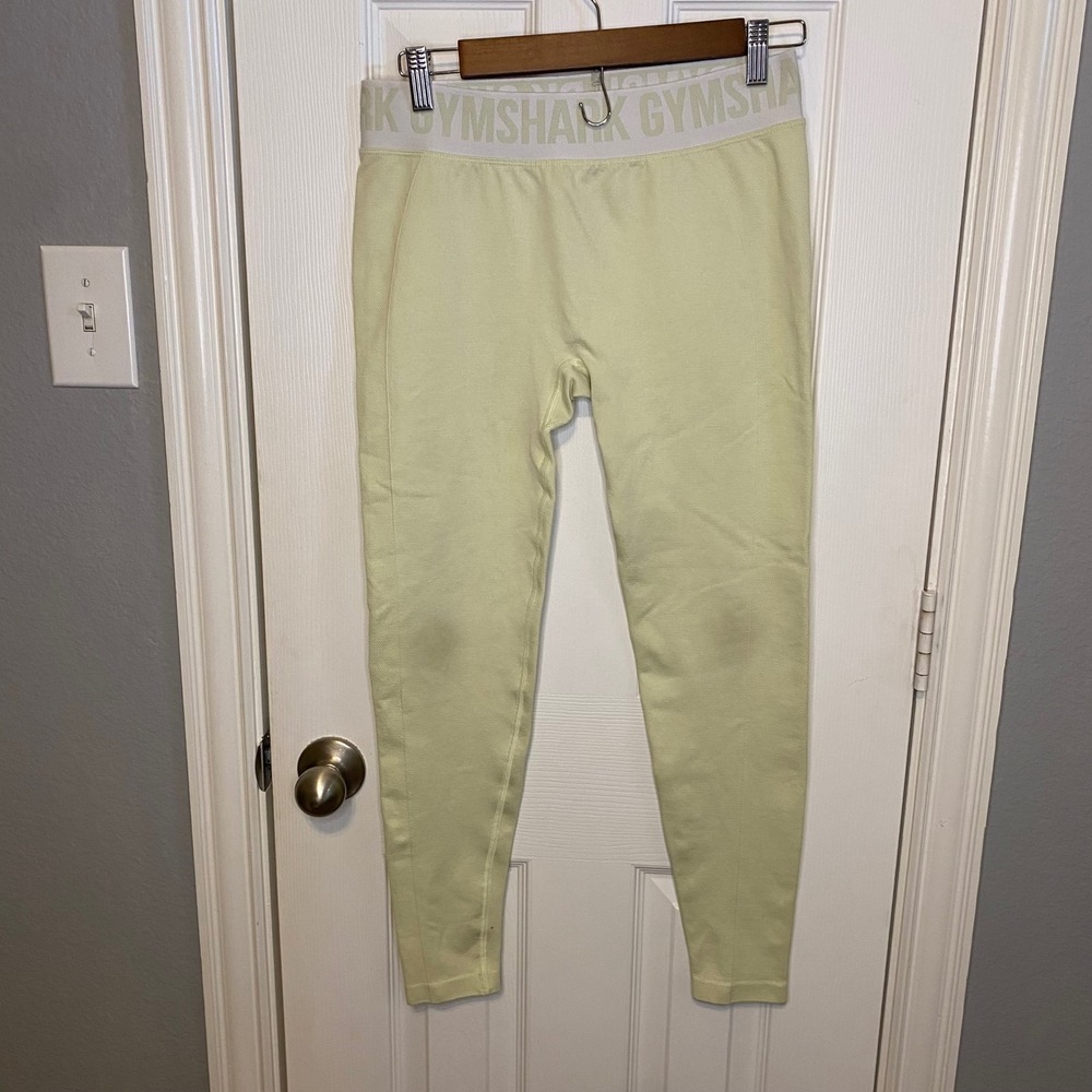 Gymshark Seamless Leggings Womens Large‎ Light Yellow Workout Athleisure